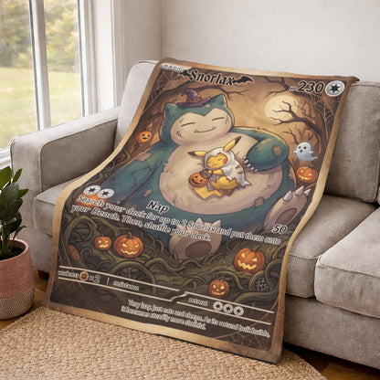 PKM Snorlax And Pikachu Halloween Custom Fleece Blanket