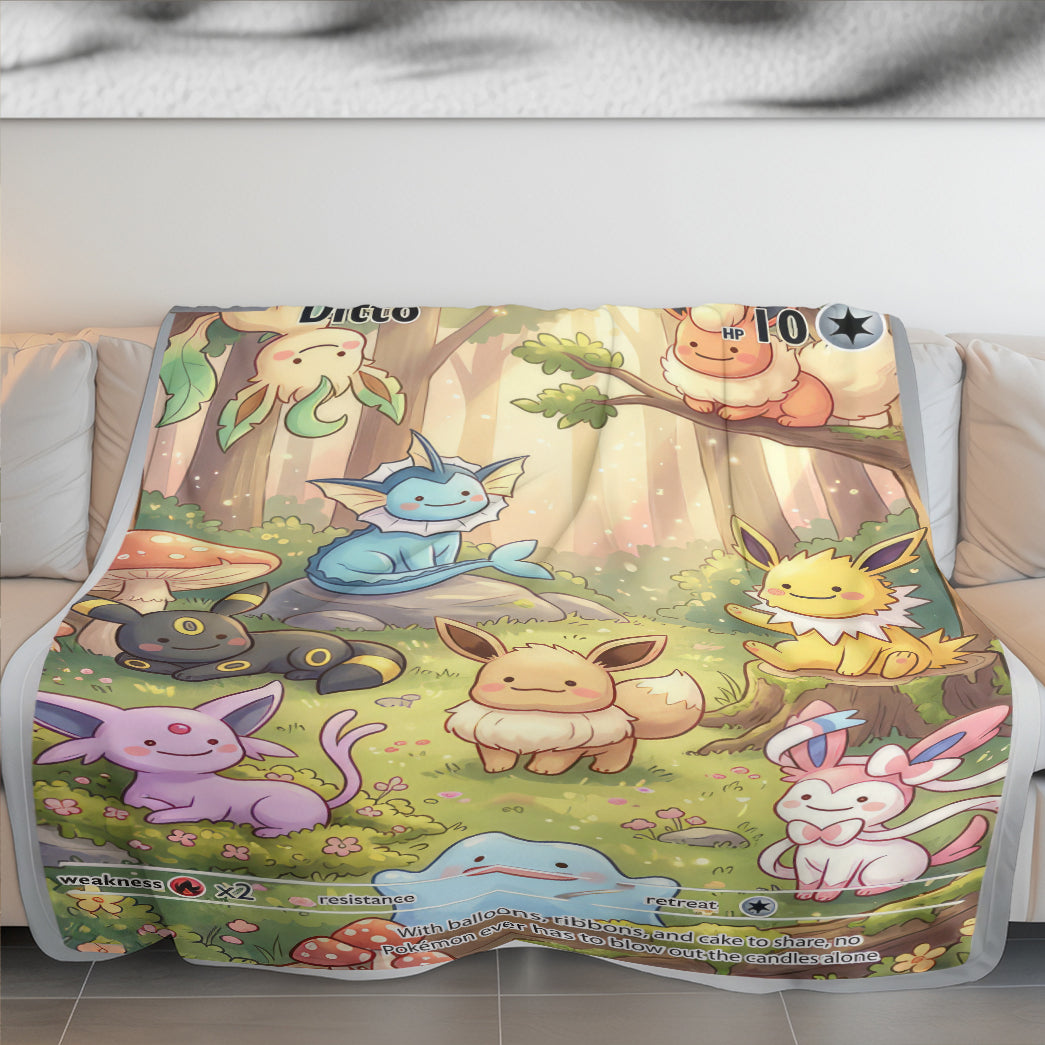 PKM Ditto And Eevee Evolution Custom Fleece Blanket