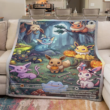 PKM Ditto And Eevee Evolution Custom Fleece Blanket
