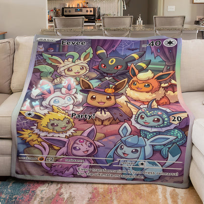PKM Eevee Evolution Halloween Custom Fleece Blanket