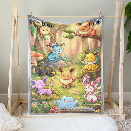 PKM Ditto And Eevee Evolution Custom Fleece Blanket