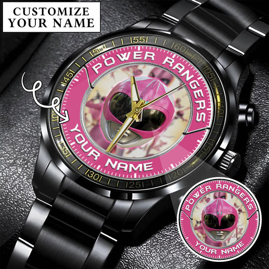 Mighty Morphin Power Rangers Pink Ranger Helmet Custom Name Watch