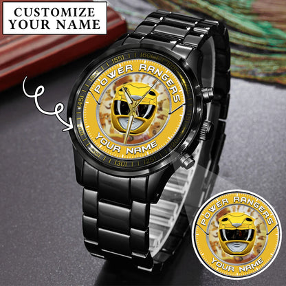 Mighty Morphin Power Rangers Yellow Ranger Helmet Custom Name Watch