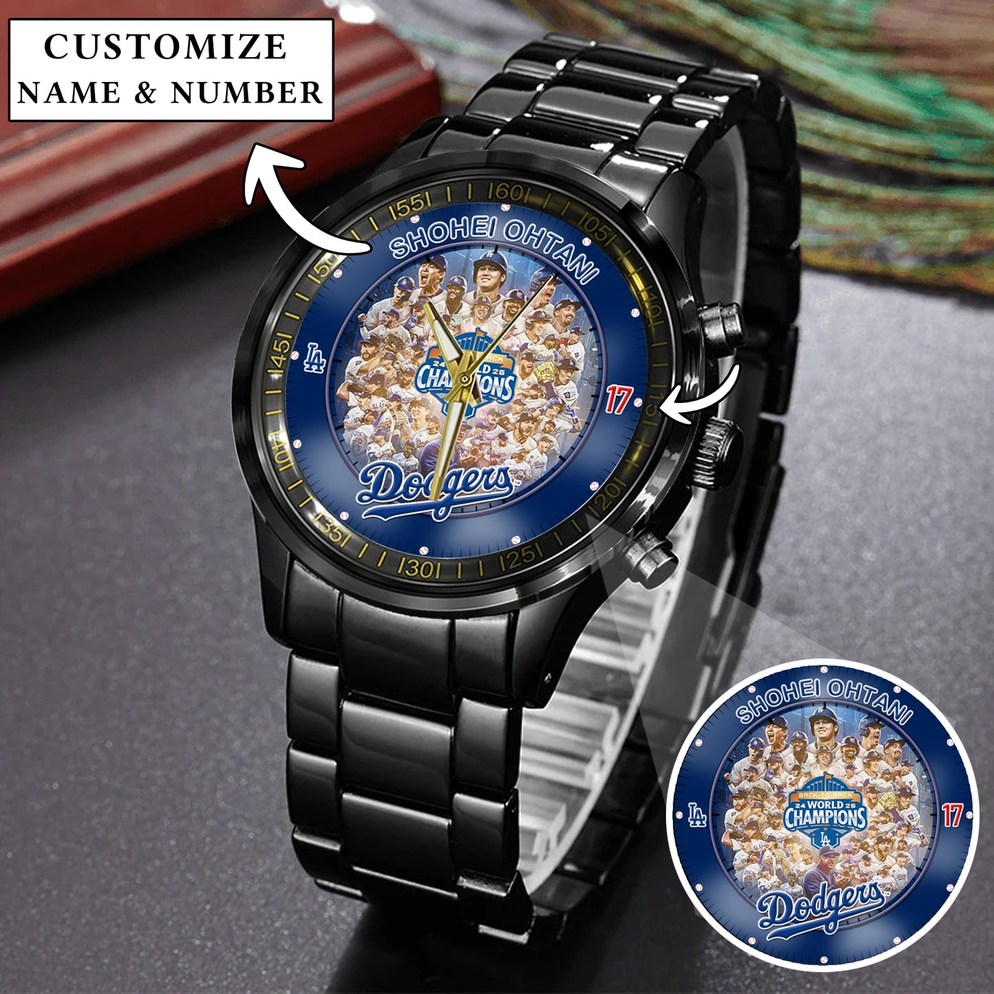 Personalized LA Dodgers 2025 Worlds Series Champion Back to Back Watch