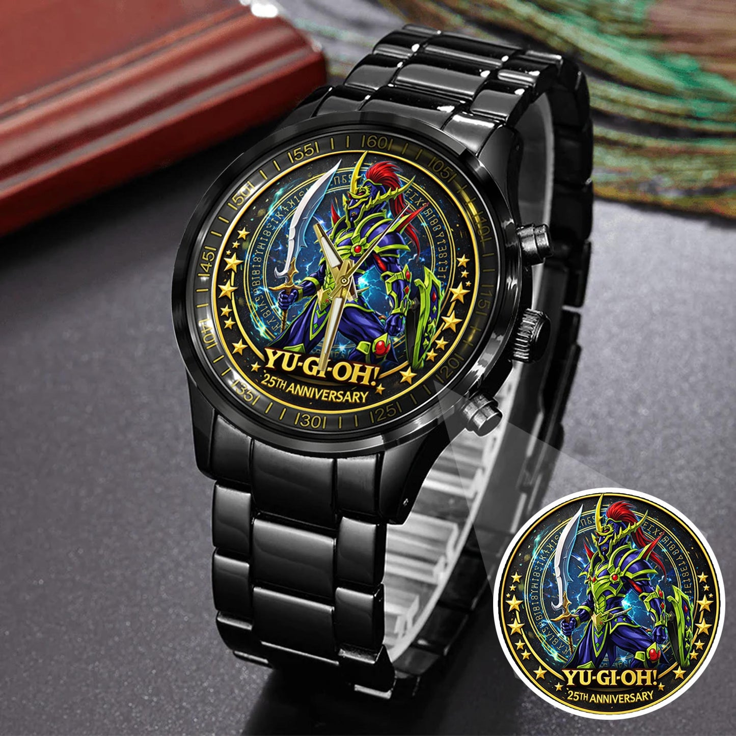 Anime Yugioh 25th Anniversary Coin Black Luster Soldier Custom Watch