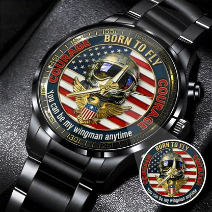 Top Gun Born To Fly Stainless Steel Watch