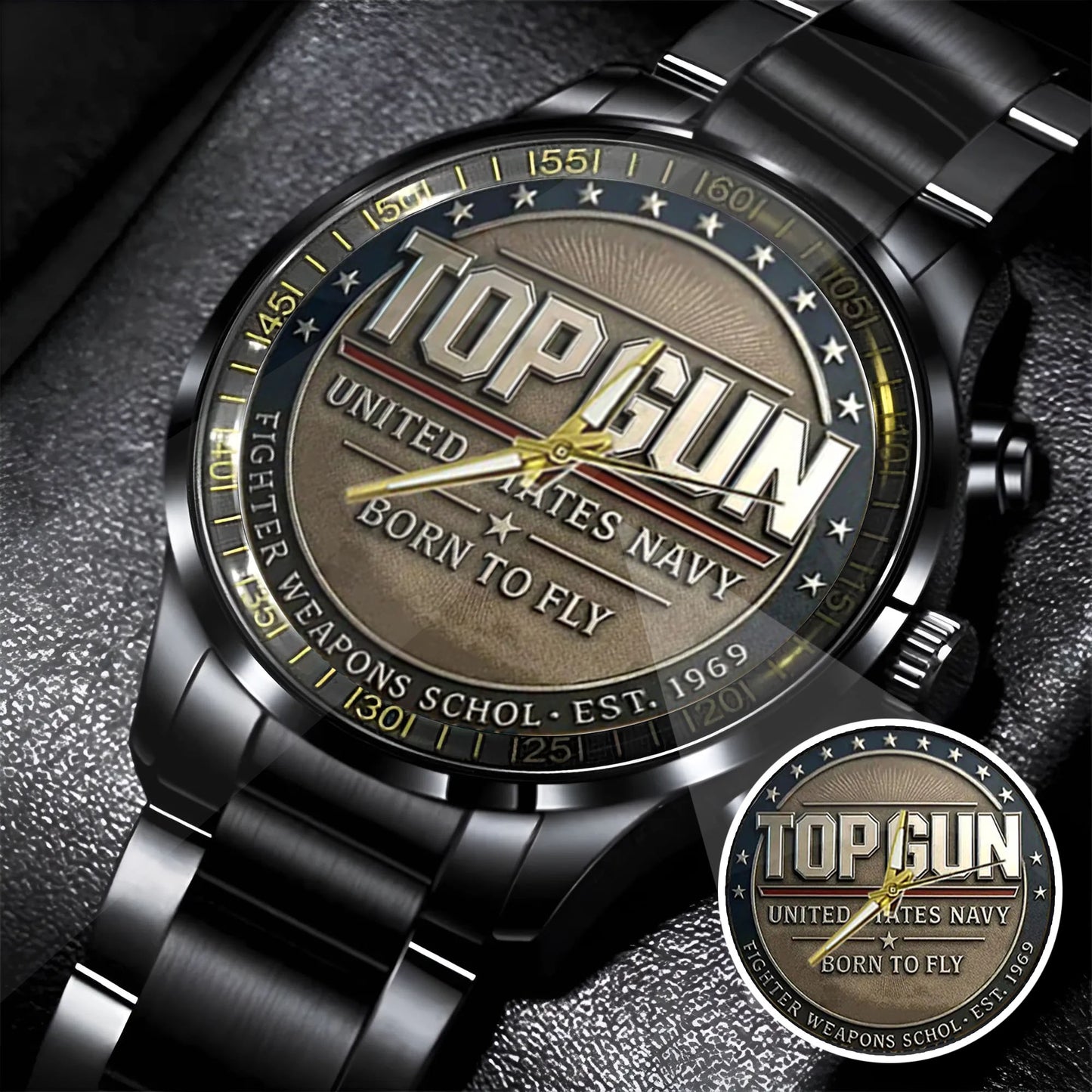 Top Gun Born To Fly Stainless Steel Watch
