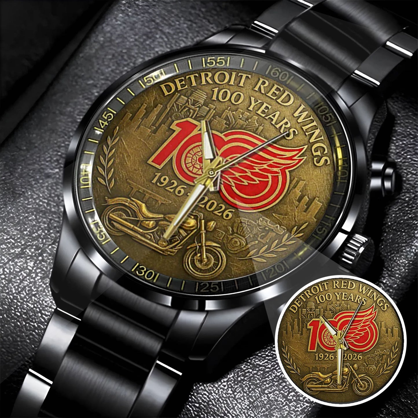 Detroit Red Wings 100th Anniversary 2026 Stainless Steel Watch