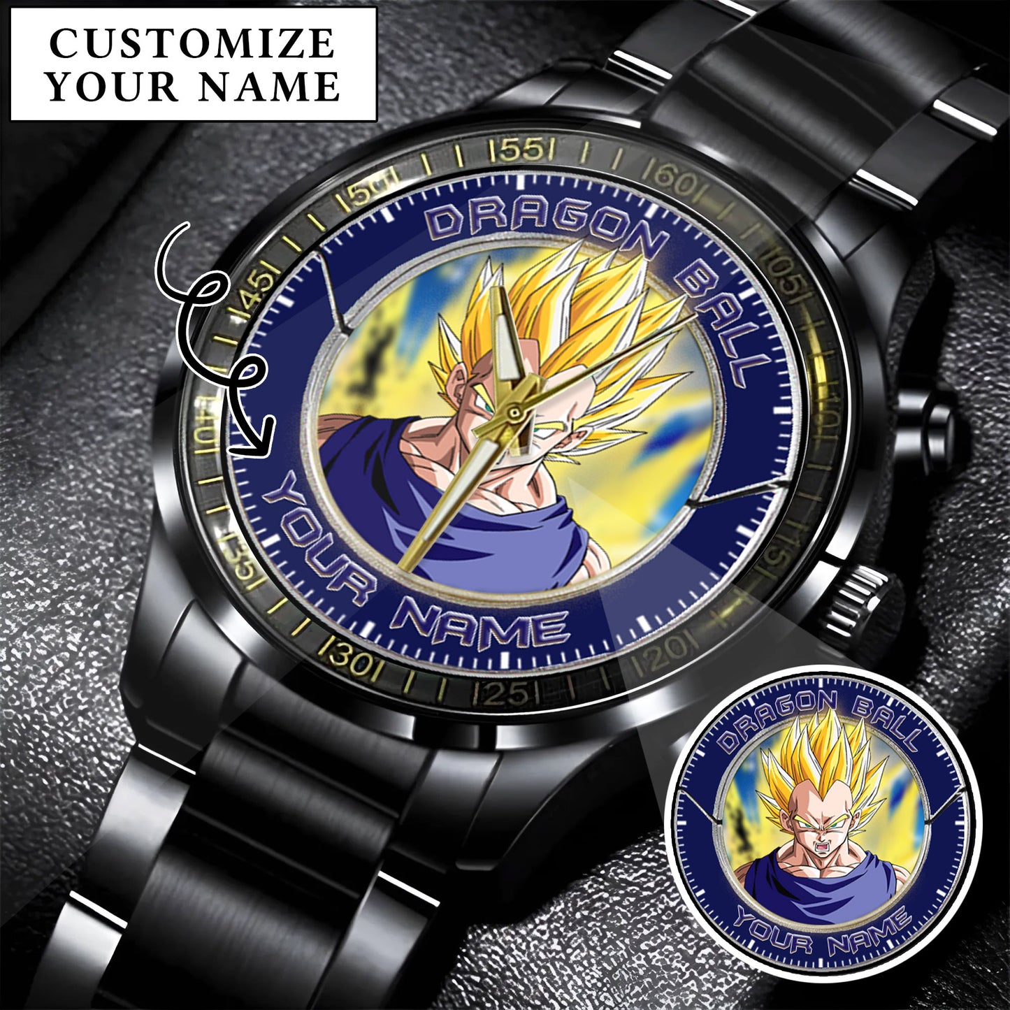 Anime Dragon Ball Vegeta Custom Name Watch