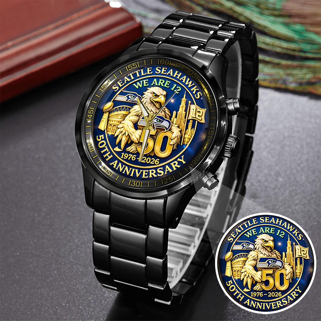 Seattle Seahawks 50th Anniversary Go Hawks 1976-2026 Watch