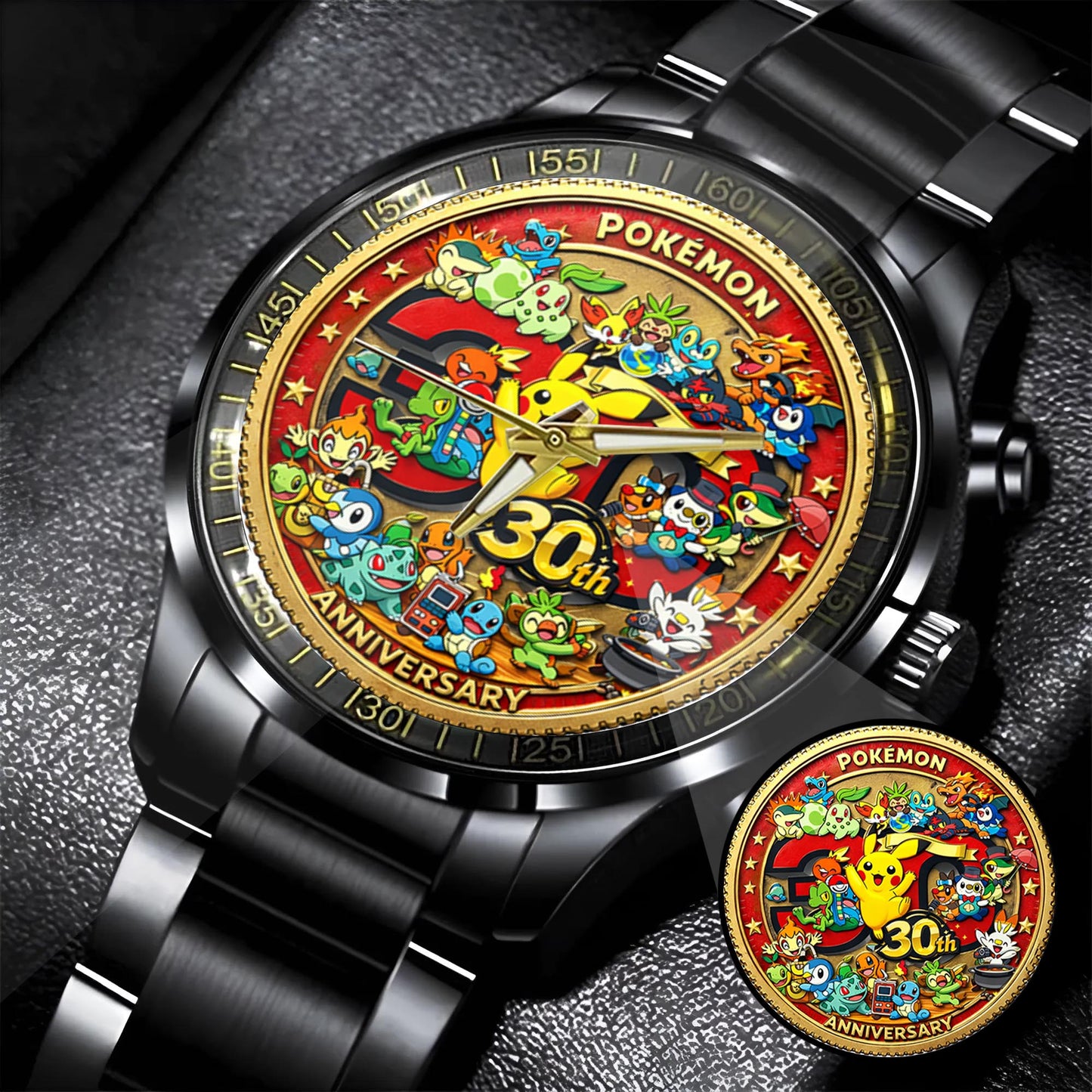 Anime Poke 30th Anniversary Coin Custom Watch