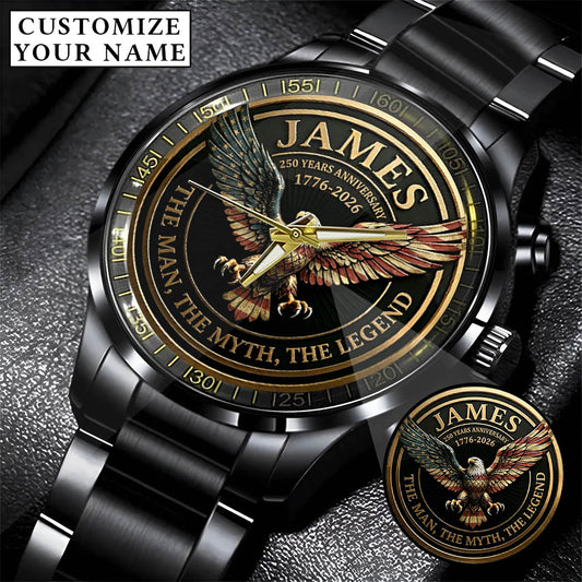 Personalized 250 Years Anniversary Eagle The Man The Myth The Legend Watch