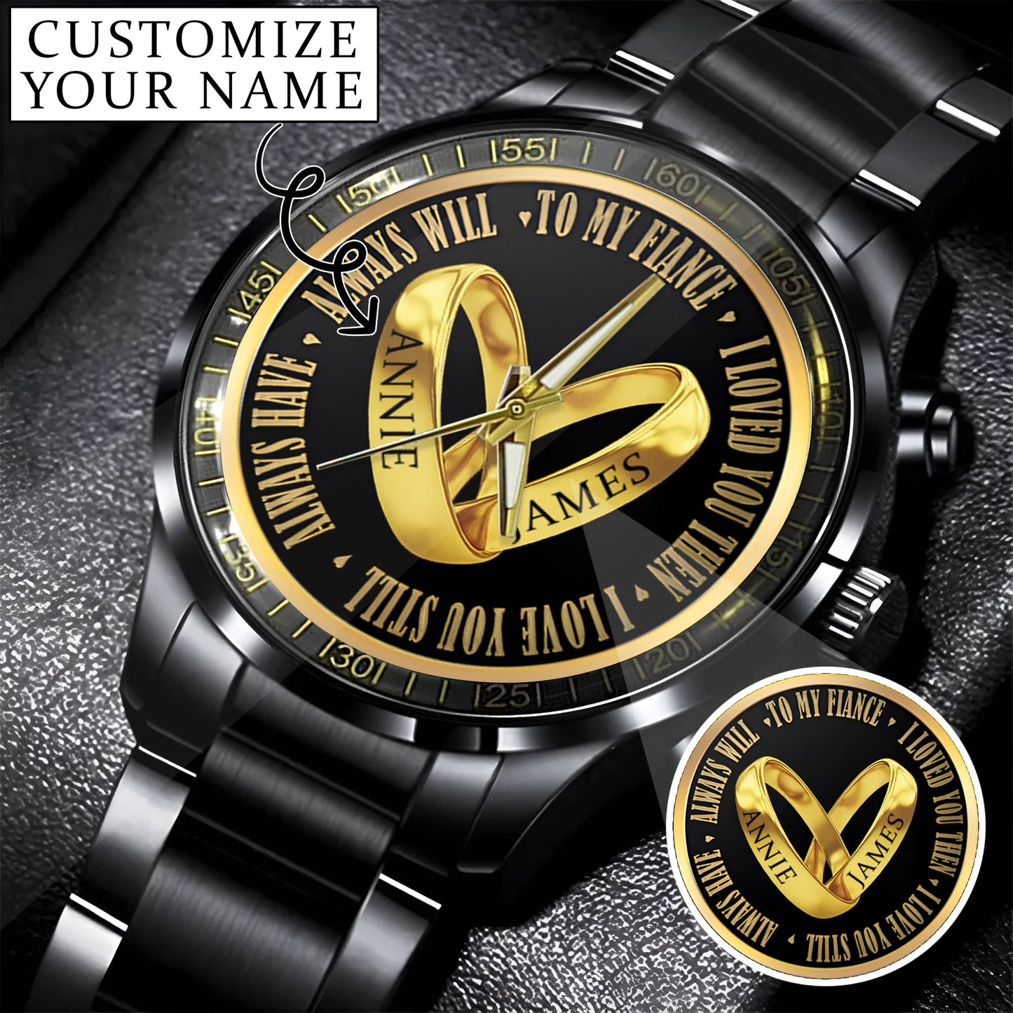 Custom Name Couple Watch – Personalized His & Hers Watch Set – Romantic Gift for Valentine’s Day, Anniversary & Birthday