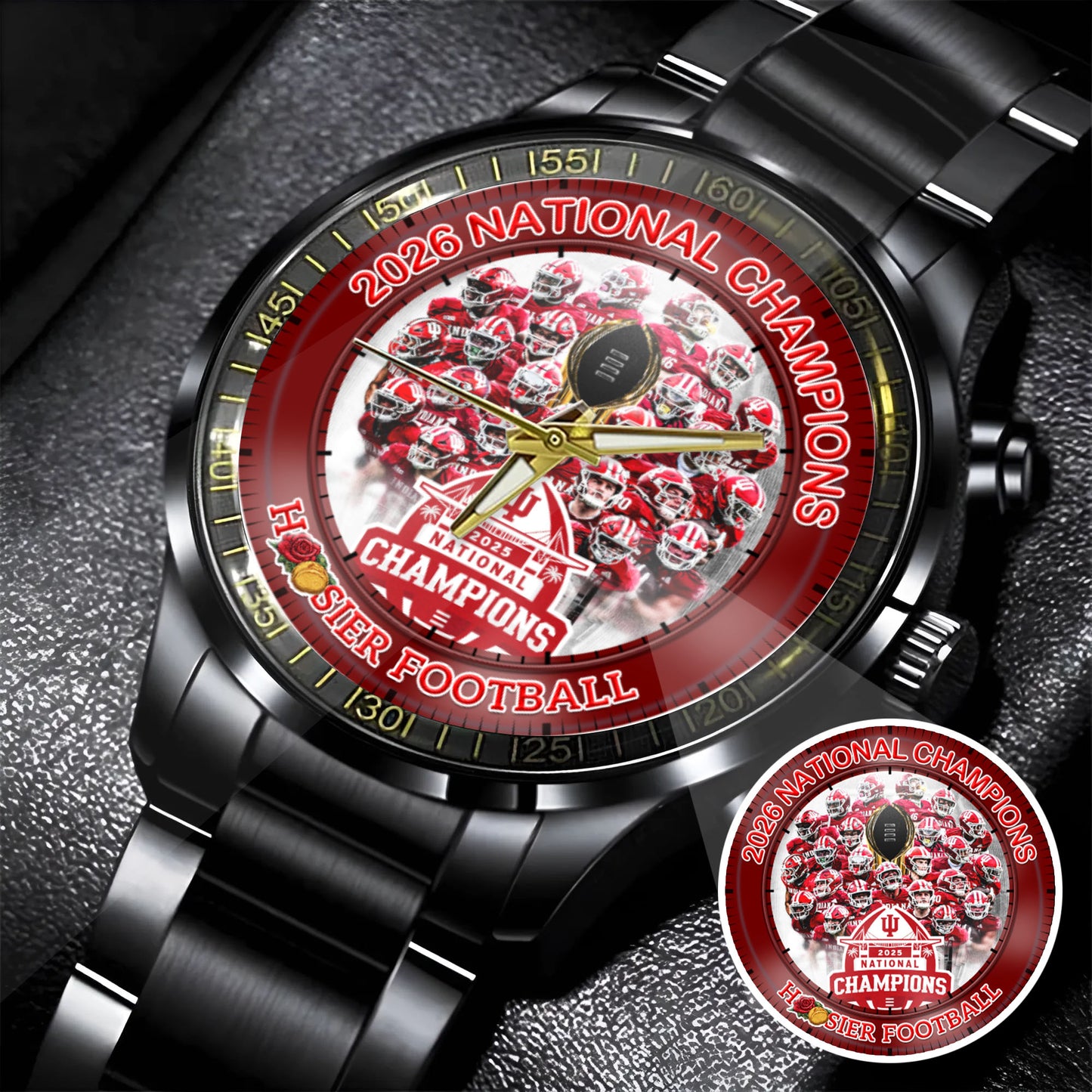 Hoosier Football Custom Stainless Steel Watch