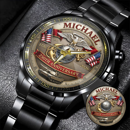USA 250th Anniversary U.S. Marin Corps- Custom Name Watch