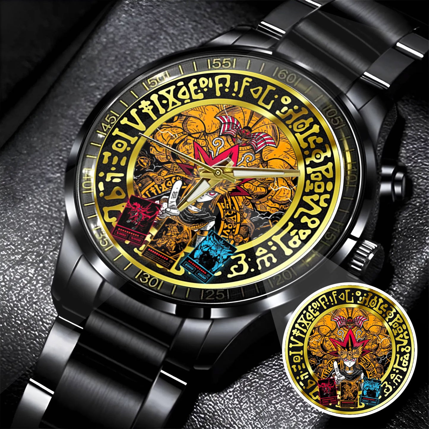 YGO Mystic Duel Anime Watch Dial – Black Alloy Case, Limited Art Design