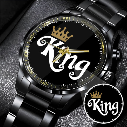 King & Queen Couple Watch Set – Matching Crown Watches for Couples – Romantic Gift for Valentine & Anniversary