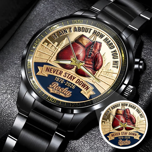 Rocky Balboa Never Stay Down 50th Anniversary Boxing Stainless Steel Watch