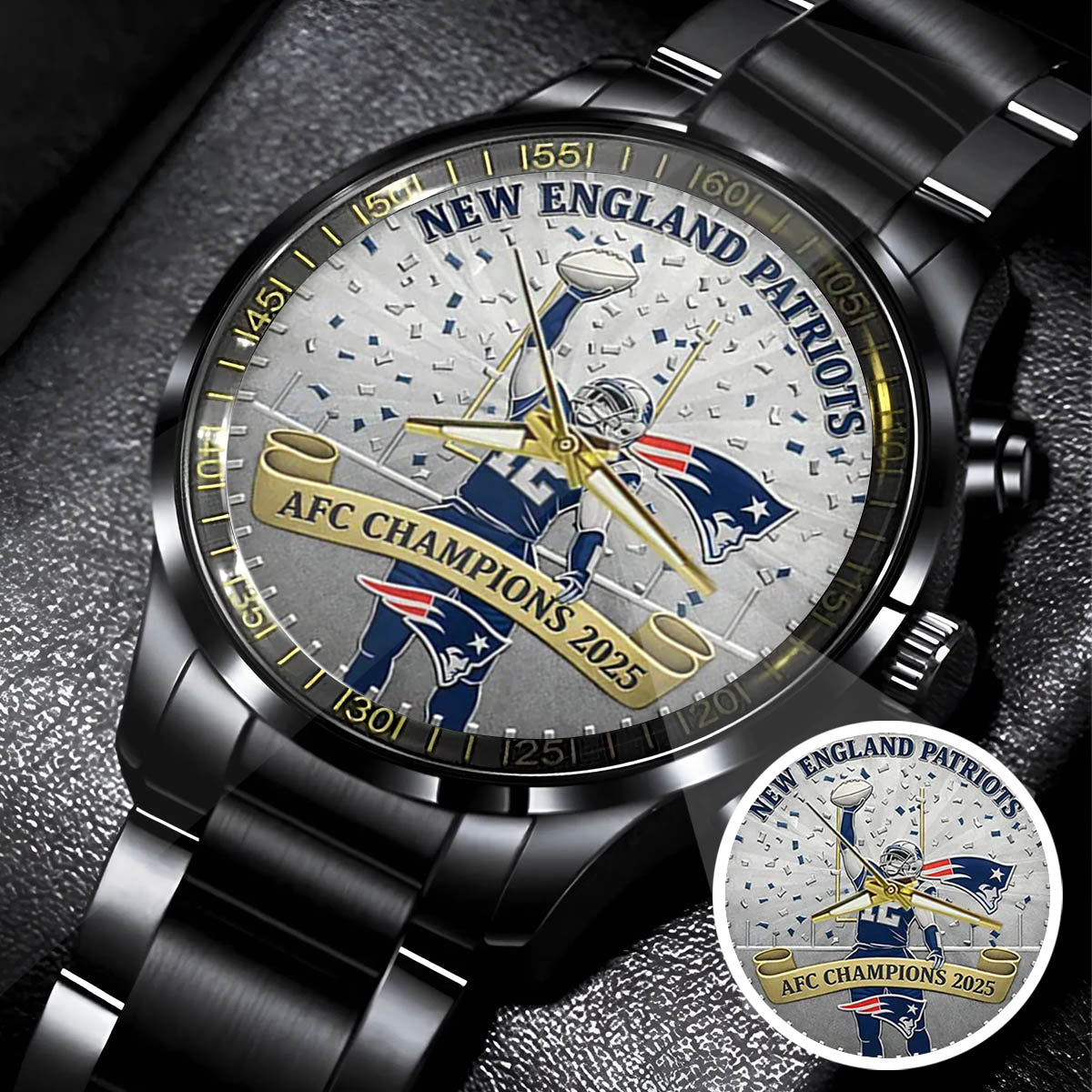 New England Patriots AFC Champions 2026 Stainless Steel Watch