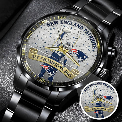New England Patriots AFC Champions 2026 Stainless Steel Watch