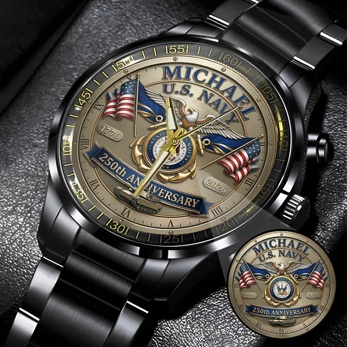 USA 250th Anniversary U.S. Navy - Custom Name Watch