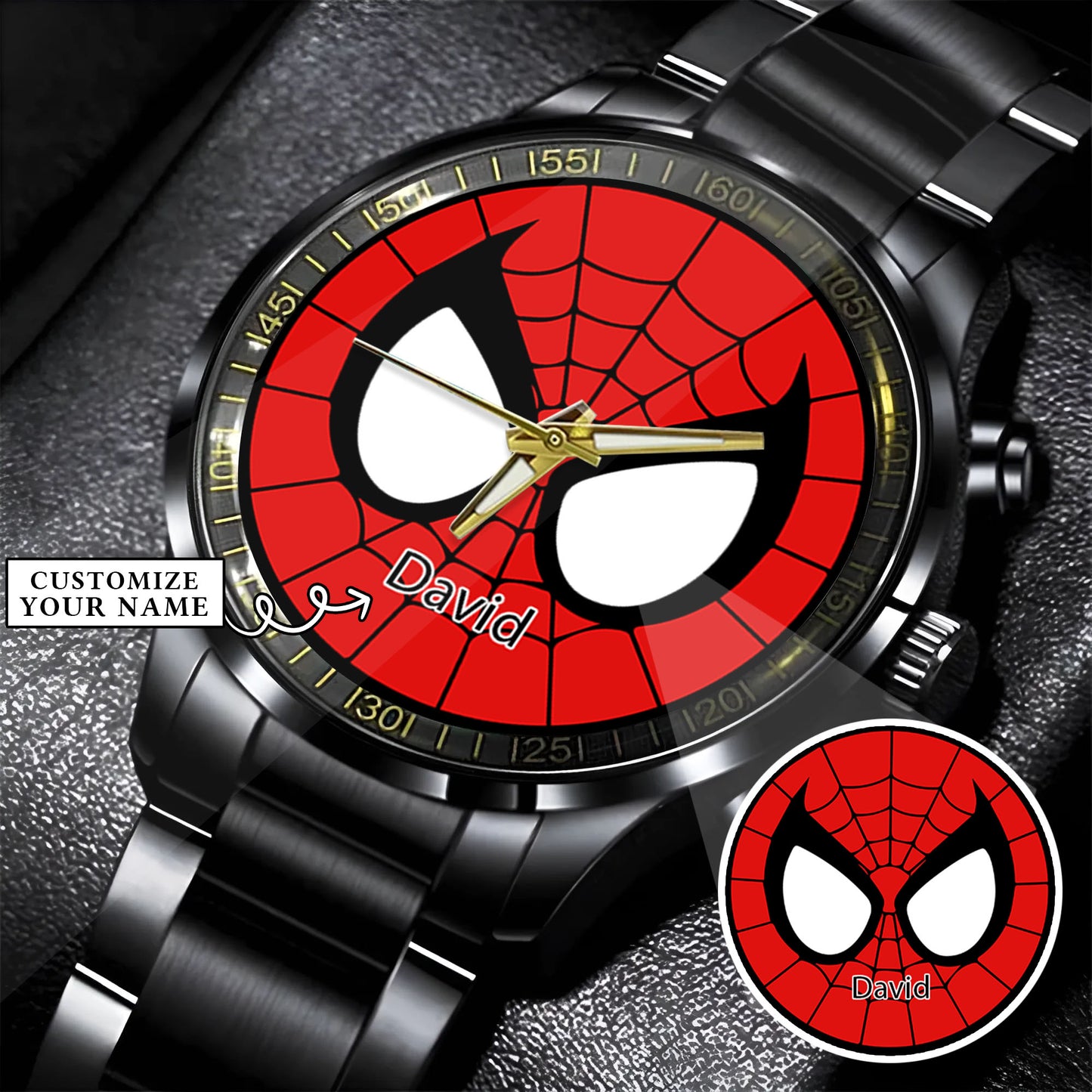 Custom Spider Matching Couple Watches – Personalized Name Edition