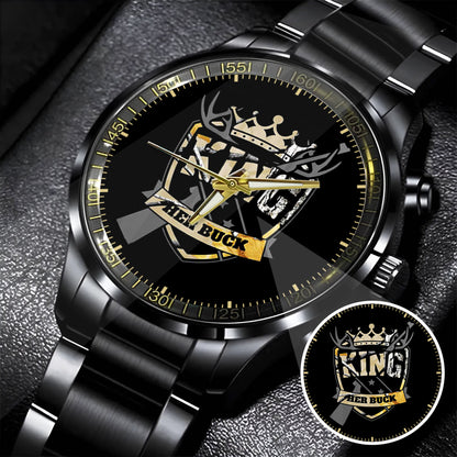 King & Queen Couple Watch Set – “Her Buck & His Doe” Matching Crown Watches – Romantic Gift for Couples