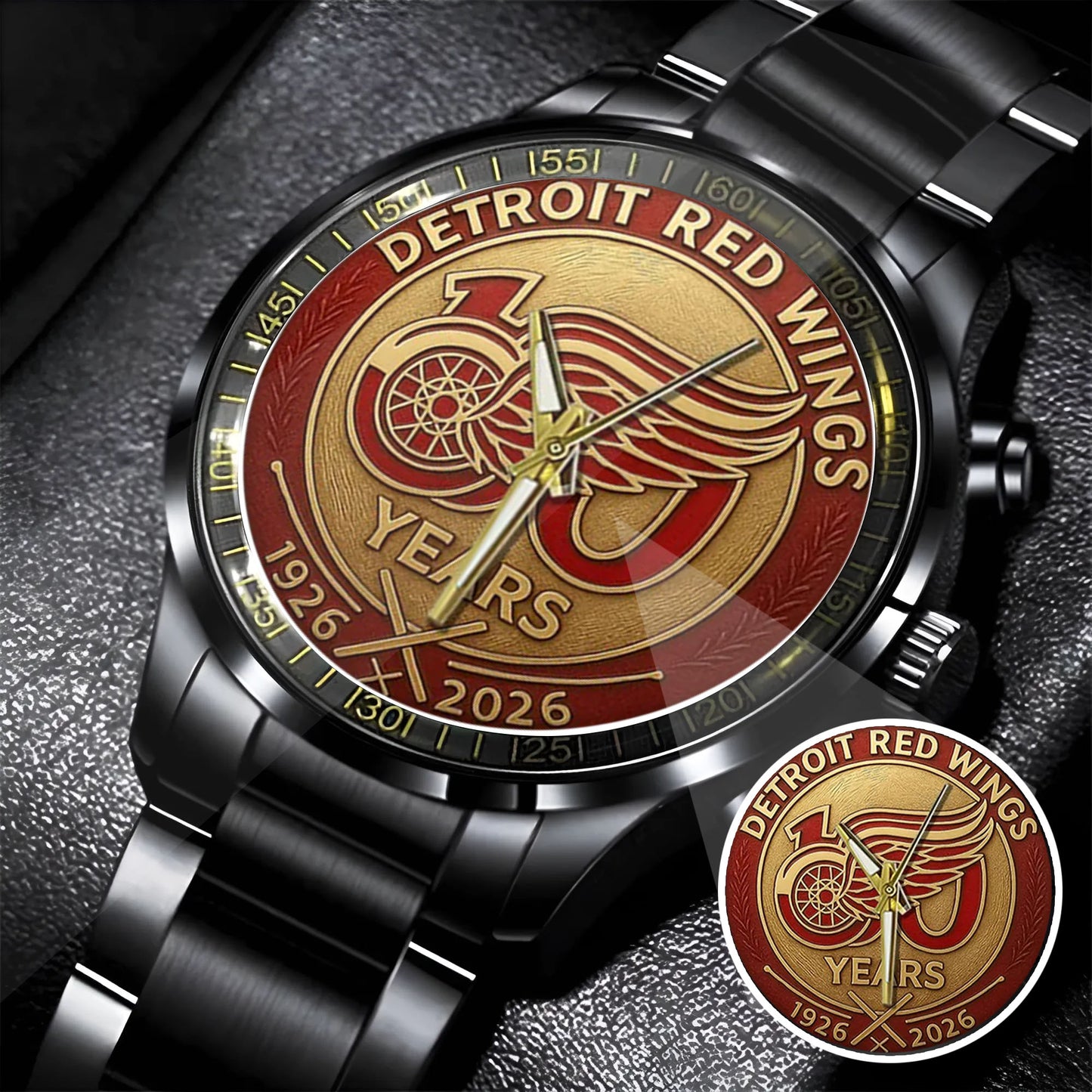 Detroit Red Wings 100th Anniversary 2026 Stainless Steel Watch