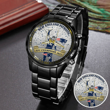 New England Patriots AFC Champions 2026 Stainless Steel Watch