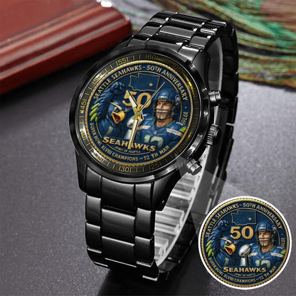 Seattle Seahawks 50th Anniversary Stainless Steel Watch
