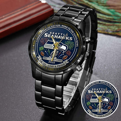 Seattle Seahawks Champions We Are 12 Loud and Proud Stainless Steel Watch