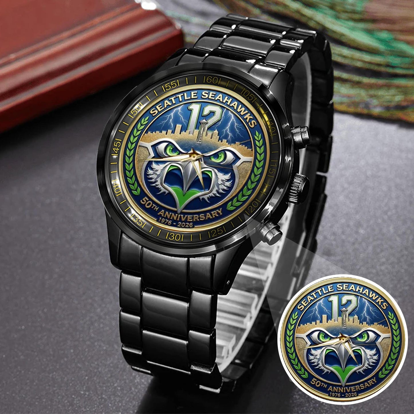 Seattle Seahawks 50th Anniversary Stainless Steel Watch