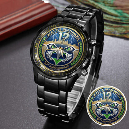 Seattle Seahawks 50th Anniversary Stainless Steel Watch