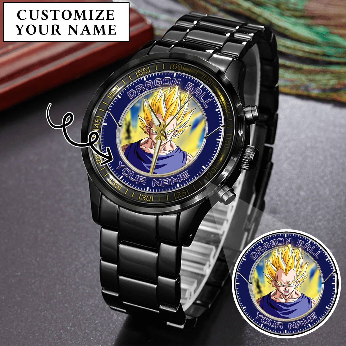 Anime Dragon Ball Vegeta Custom Name Watch
