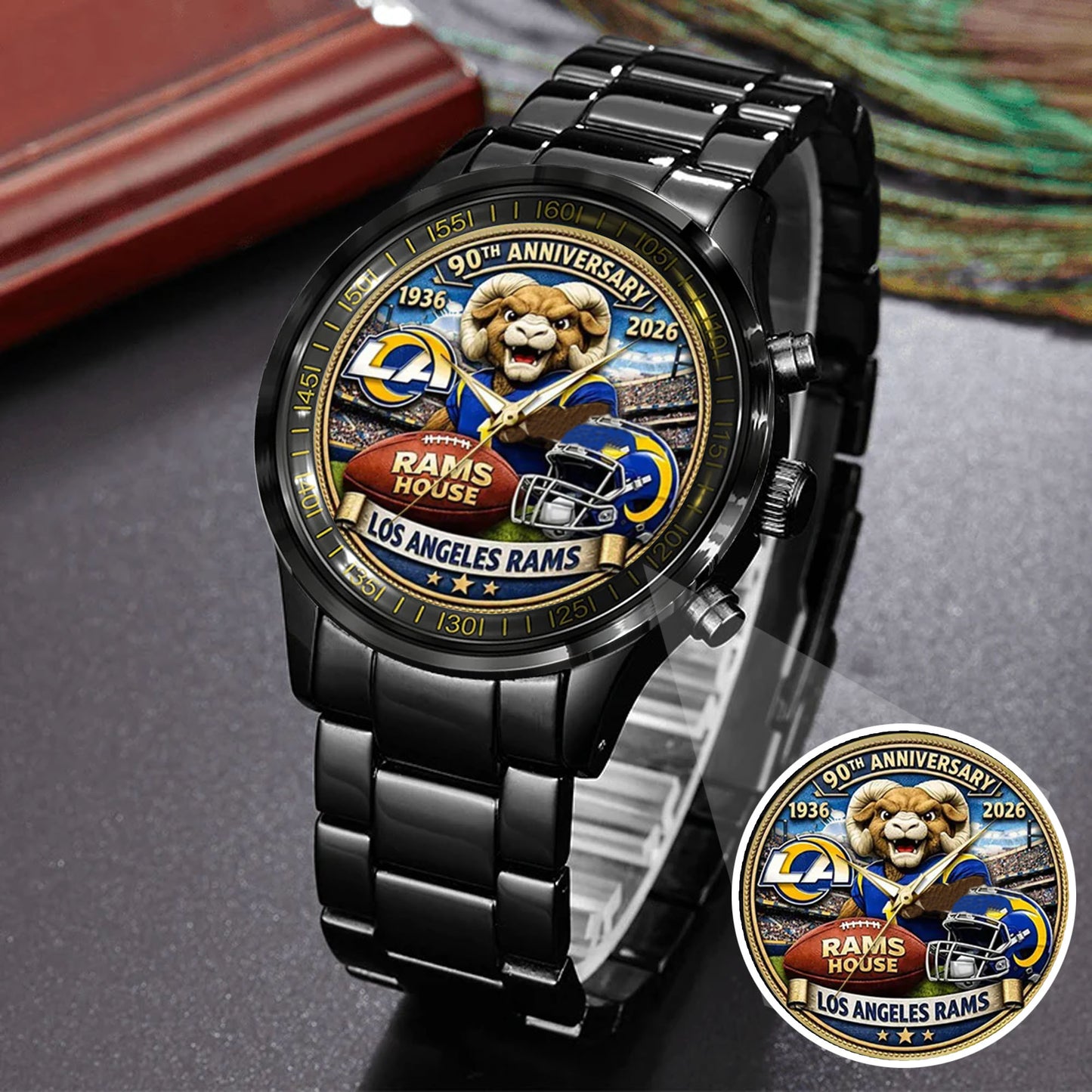Los Angeles Rams 90th Anniversary Stainless Steel Watch
