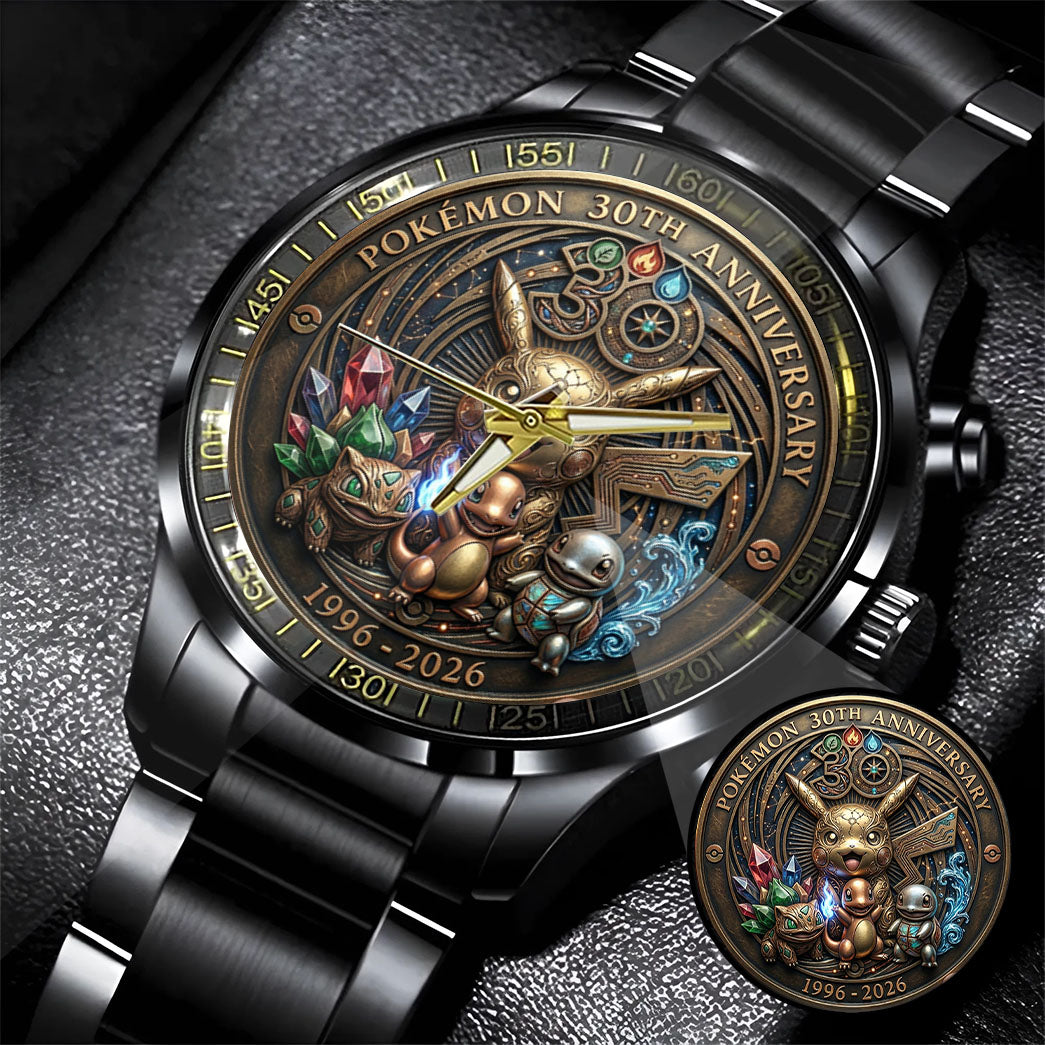 Pokemon 30th 1966-2026 Anniversary Steel Stainless Watch