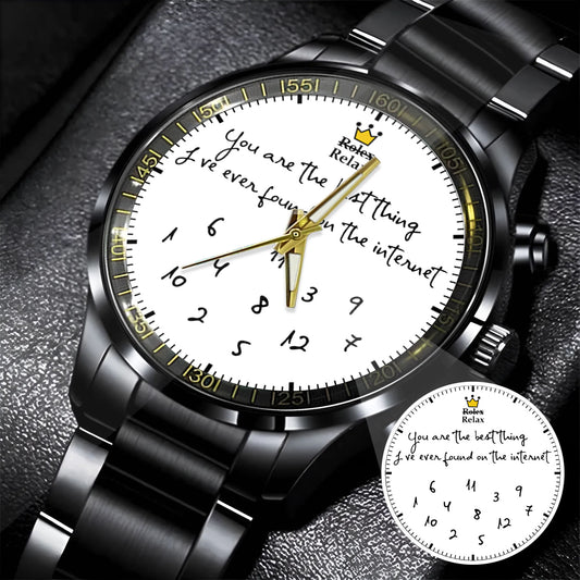 Custom Message Watch for Him – Unique Gift for Boyfriend, Husband, Anniversary & Valentine’s Day