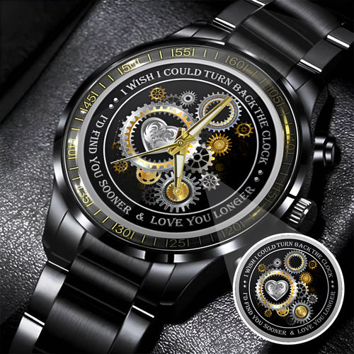 Personalized Silver Gear Heart Watch – Romantic Custom Quote Watch for Husband, Boyfriend, Anniversary & Valentine’s Day