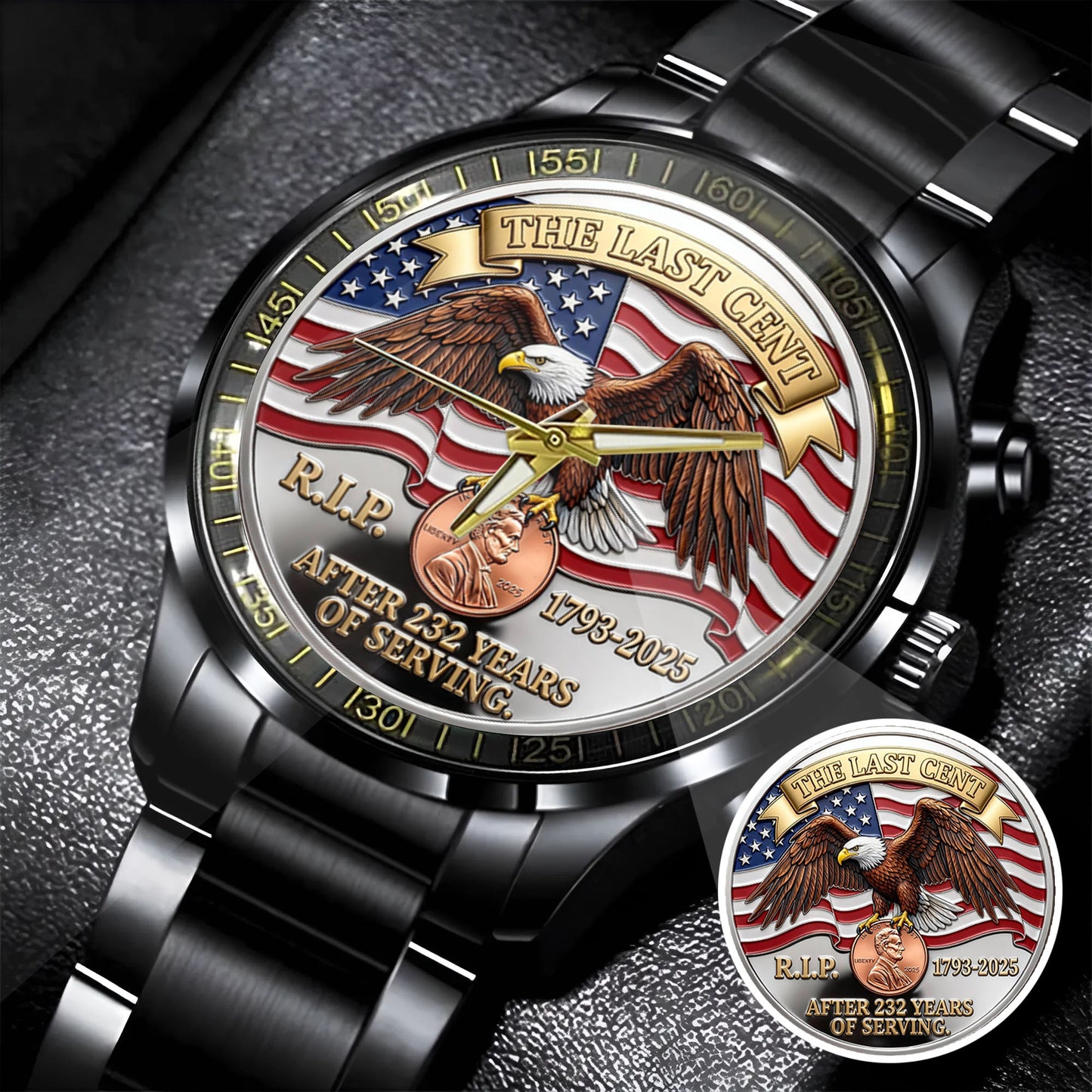 The Last Cent America Eagle Flag Lincoln Custom Watch