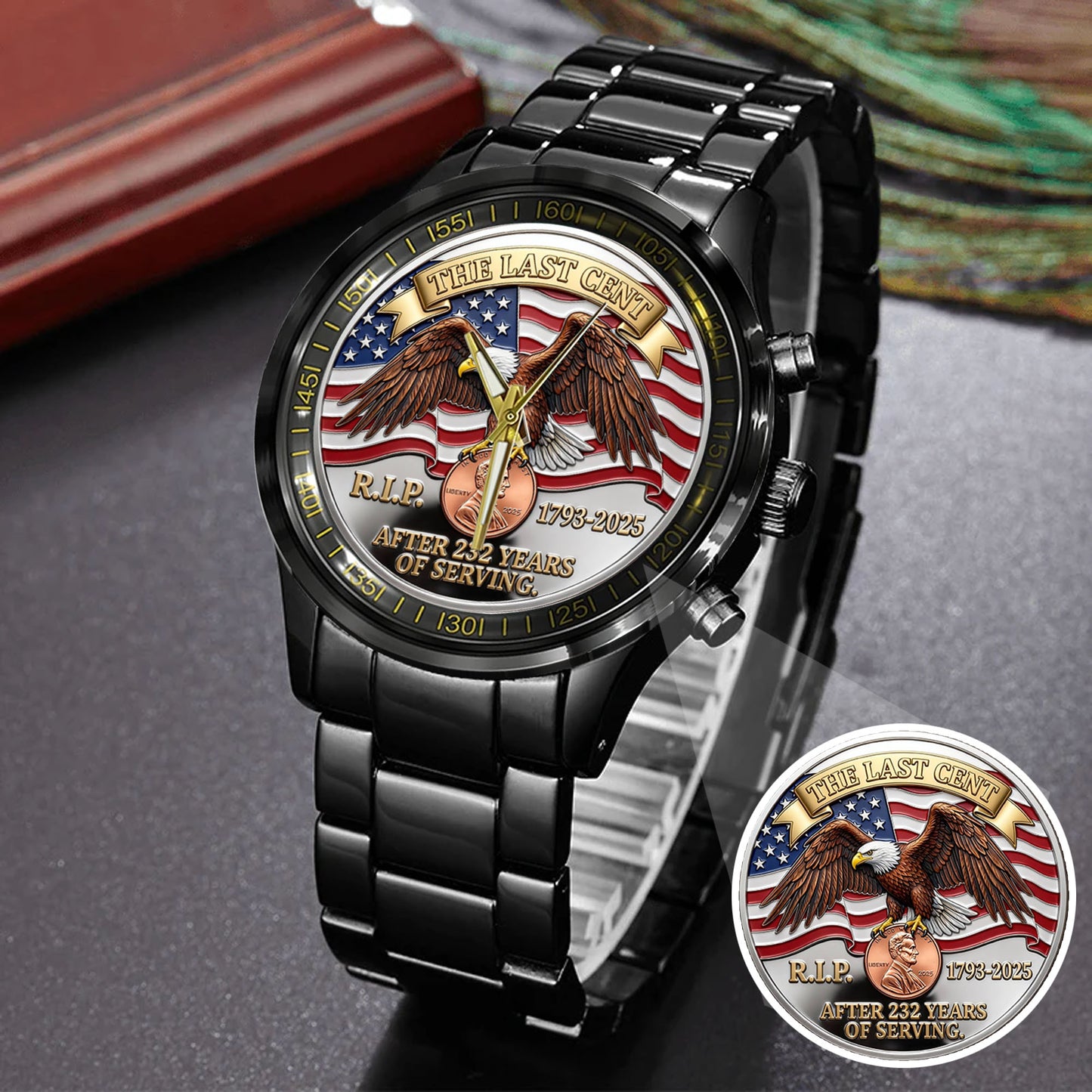 The Last Cent America Eagle Flag Lincoln Custom Watch