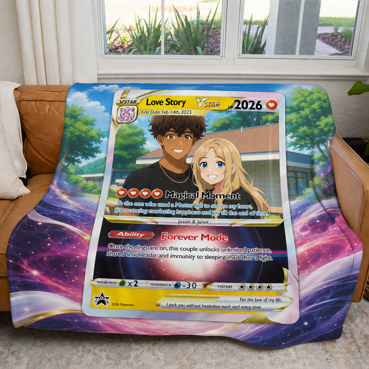 Personalized Family Couple Friend Extended Art Fleece Blanket – Custom Photo, Names & Date