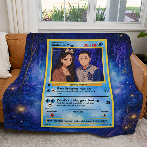 Personalized Family Couple Friend Extended Art Fleece Blanket – Custom Photo, Names & Date