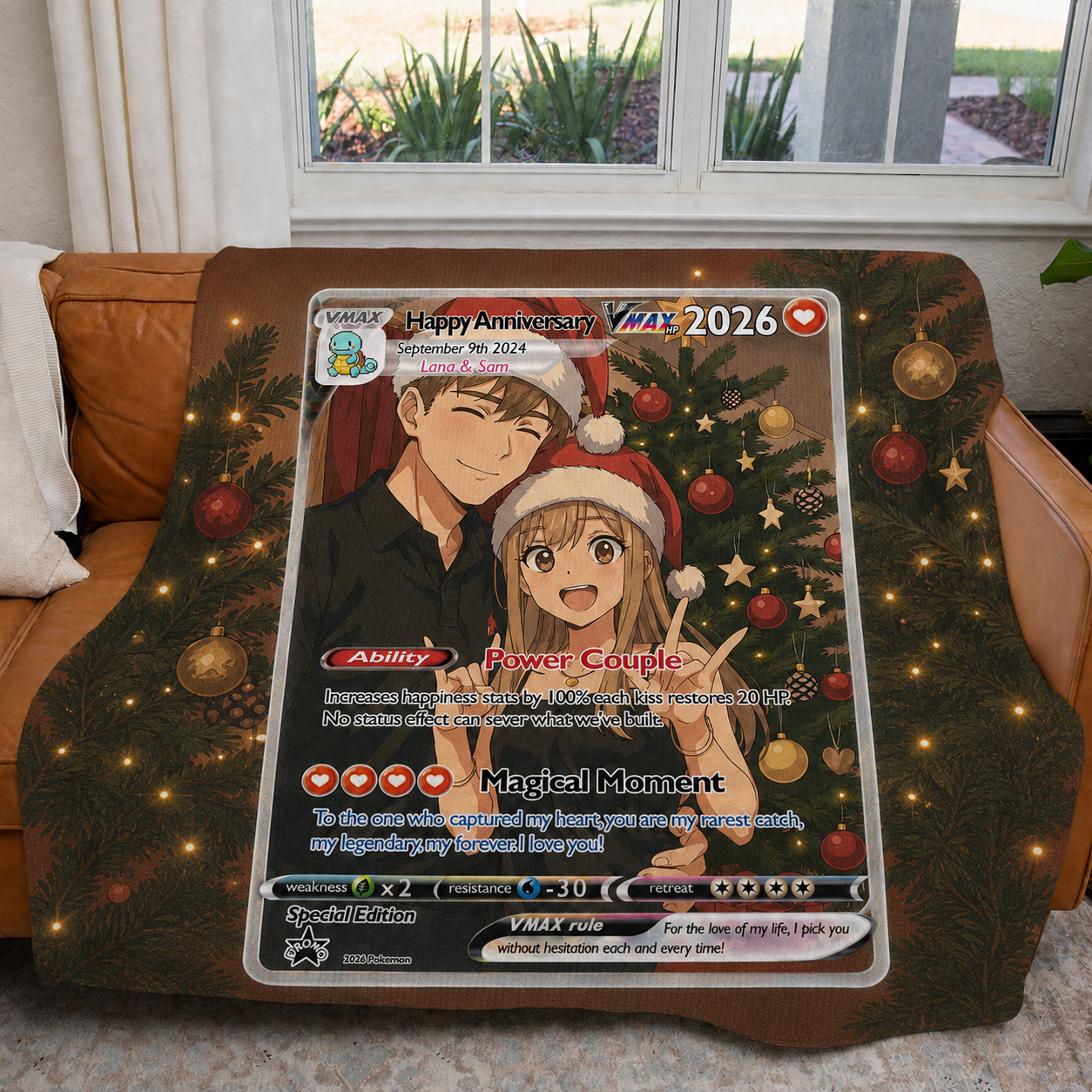 Personalized Family Couple Friend Extended Art Fleece Blanket – Custom Photo, Names & Date