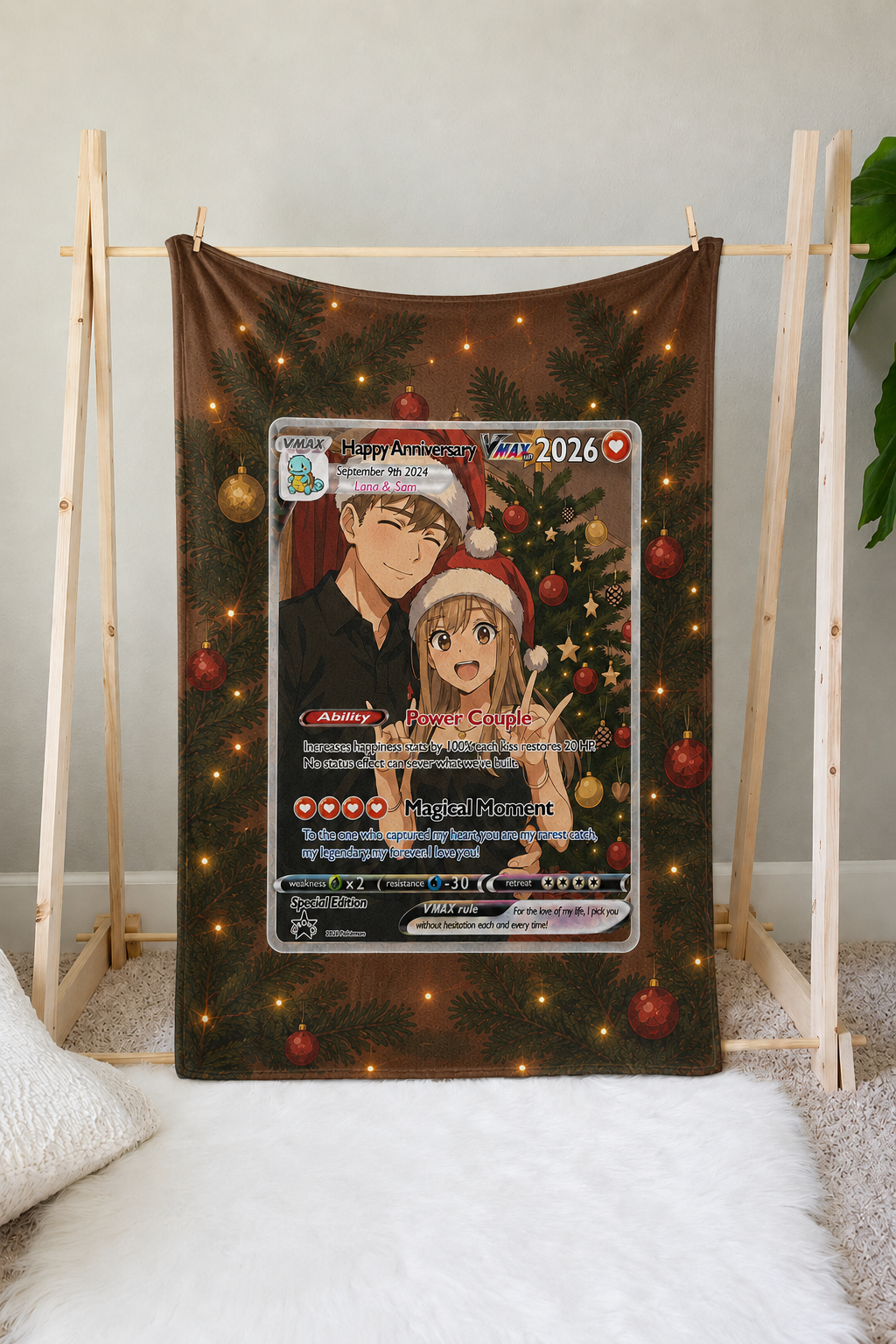 Personalized Family Couple Friend Extended Art Fleece Blanket – Custom Photo, Names & Date