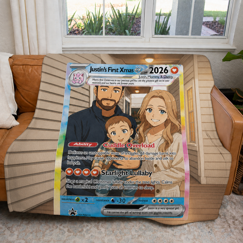 Personalized Family Couple Friend Extended Art Fleece Blanket – Custom Photo, Names & Date
