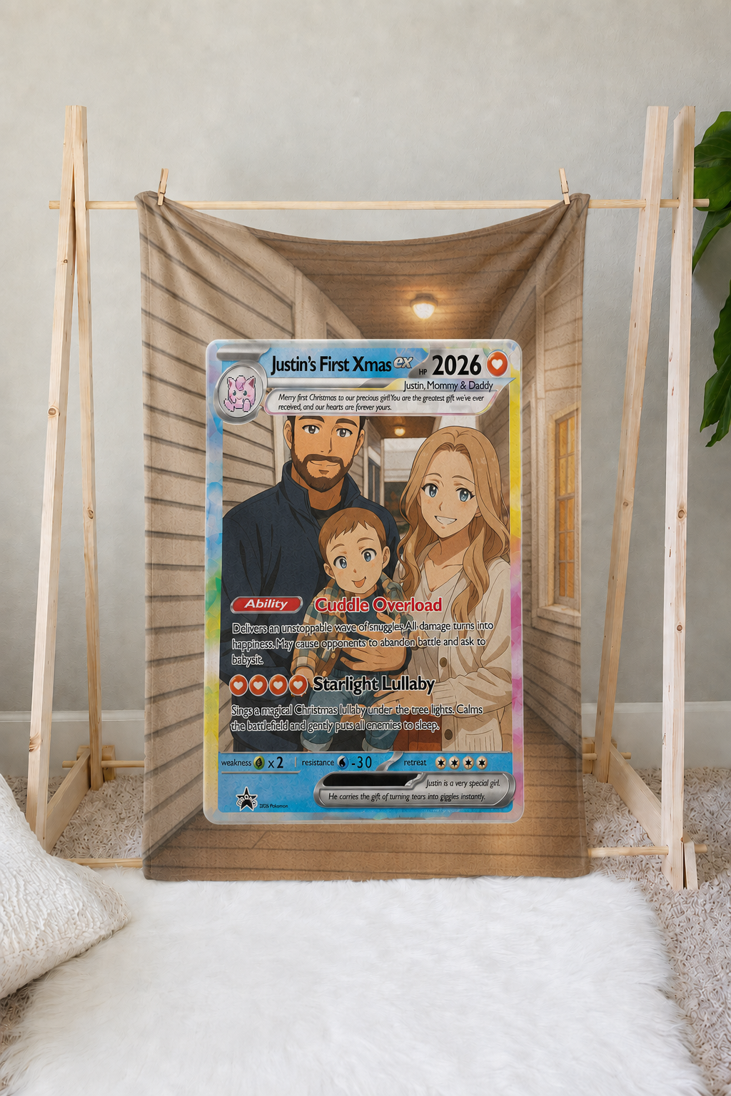 Personalized Family Couple Friend Extended Art Fleece Blanket – Custom Photo, Names & Date