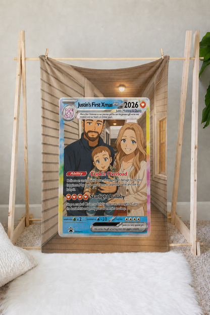Personalized Family Couple Friend Extended Art Fleece Blanket – Custom Photo, Names & Date