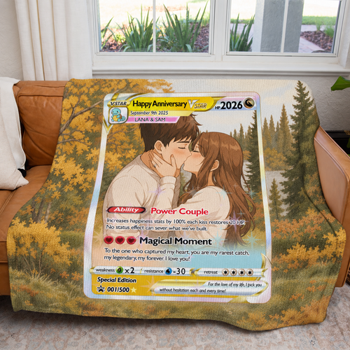 Personalized Family Couple Friend Extended Art Fleece Blanket – Custom Photo, Names & Date