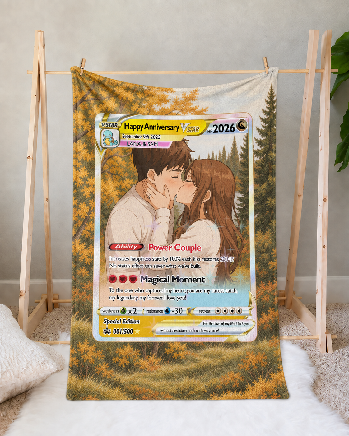Personalized Family Couple Friend Extended Art Fleece Blanket – Custom Photo, Names & Date