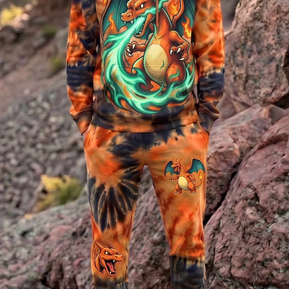 PKM Charizard Tie-Dye Hoodie And Sweatpants Set